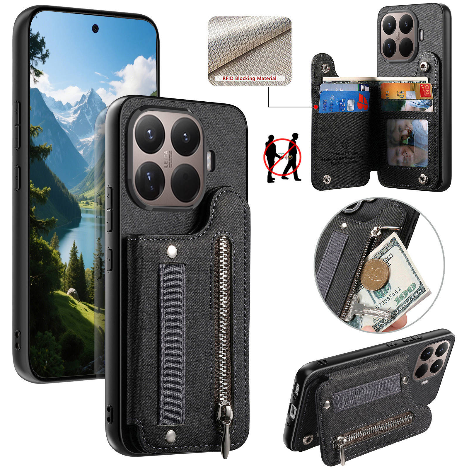 สายรัดข้อมือ RFID กระเป๋าสตางค - Leather Wallet Card Holder Phone Cover บทวิจารณ์และราคา