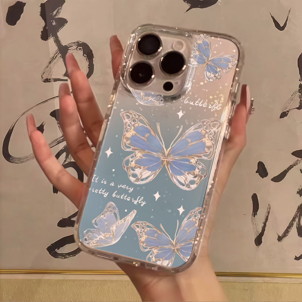 เคสโทรศัพท์ใสลายผีเสื้อสีน้ำเง - Clear Shockproof Bumper Case บทวิจารณ์และราคา
