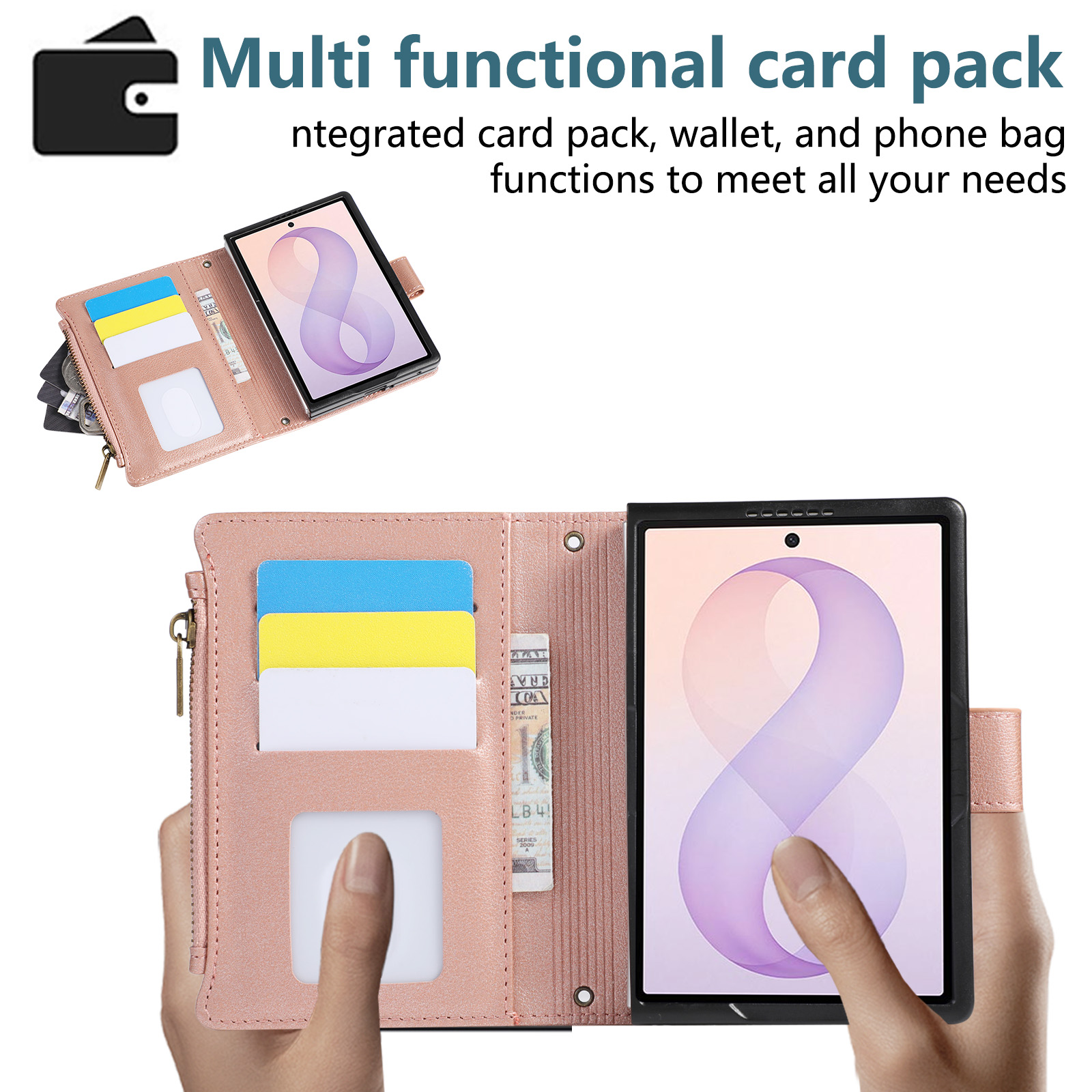 กระเป๋าใส่โทรศัพท์แบบสะพายข้าง - Leather Wallet Card Holder Phone Cover บทวิจารณ์และราคา